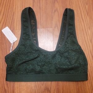 NWT Aerie SMOOTHEZ Lace Scoop Bralette XS Sycamore Floral Fits: 30C/32A/32B/34AA